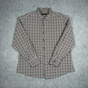 Z Zegna button down Shirt Mens XL Brown Plaid Long Sleeve Luxury Designer